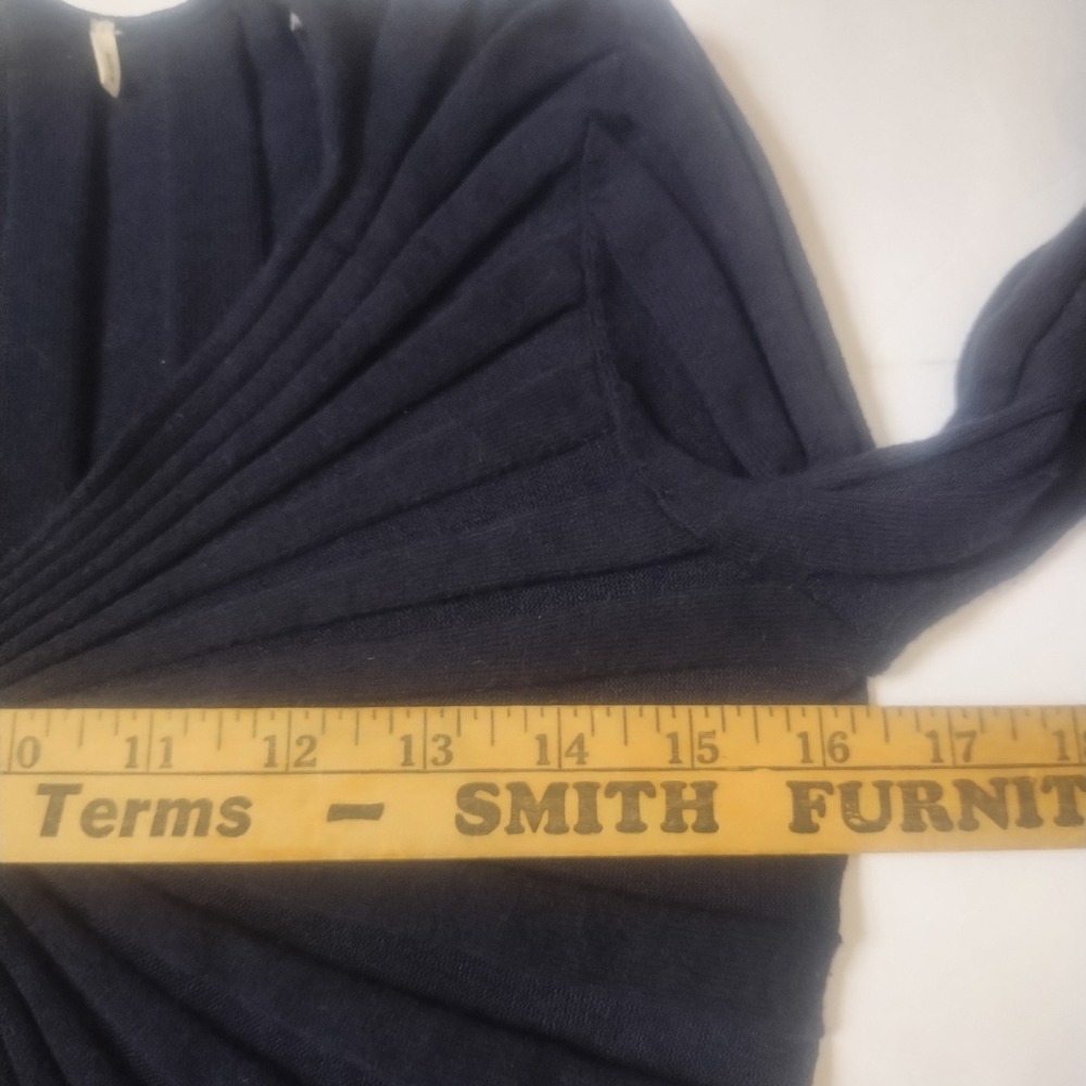 Sandro Justine Sweater Size 3 (Large) Navy Blue Sunburst Pleat Chic Parisian - Picture 8 of 9